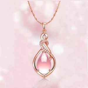 New rose gold necklace with pink sapphire pendant